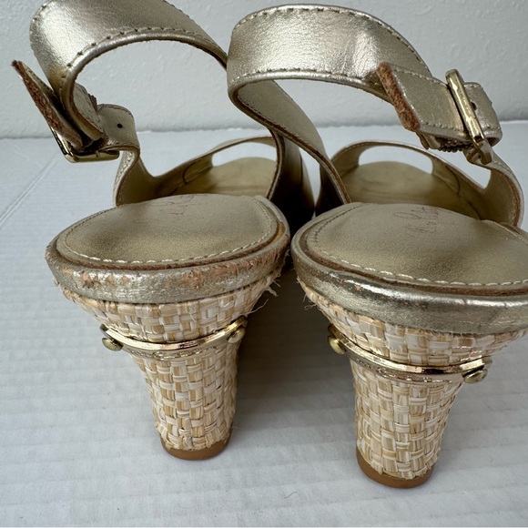 Lilly Pulitzer gigi gold metallic wedge sandal heels singback 8.5 - Picture 8 of 13